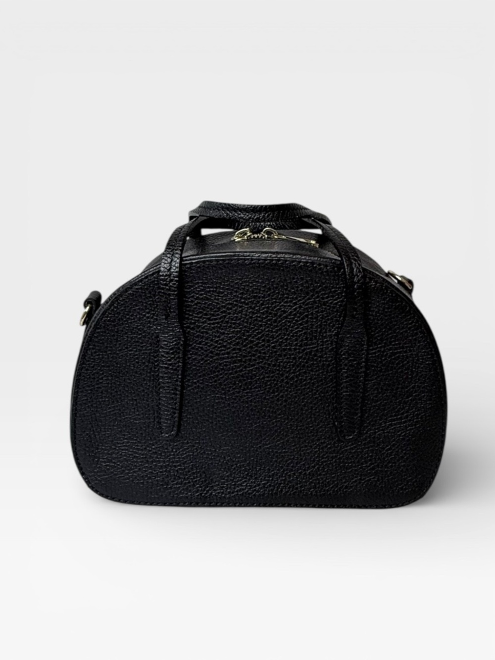 Laura Dimaggio Black Pebbled Leather Mini Dome Satchel Bag Purse